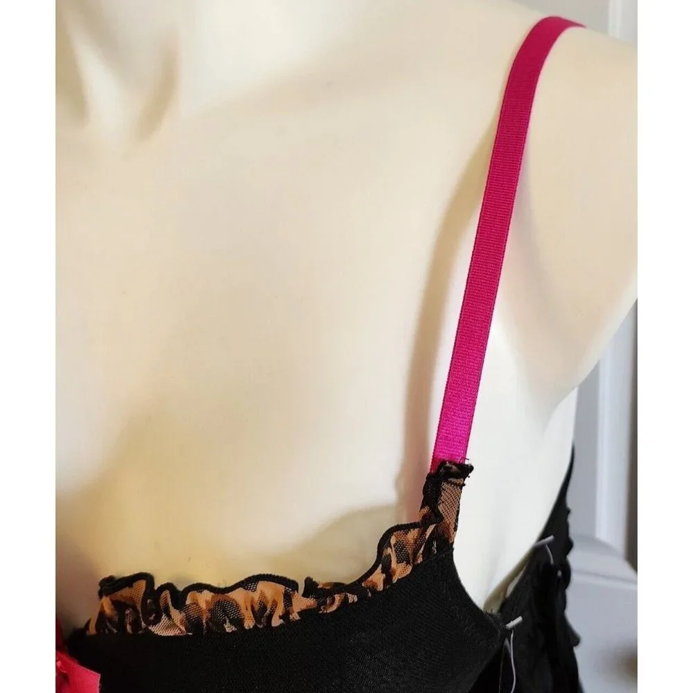 NEW Spree‎ Intimates Women's Lingerie Babydoll Open Top Woth Matching Thong Sz L